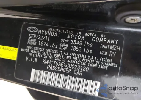 2012 Hyundai Accent Gs from USA, damaged, VIN KMHCT5AEXCU023130